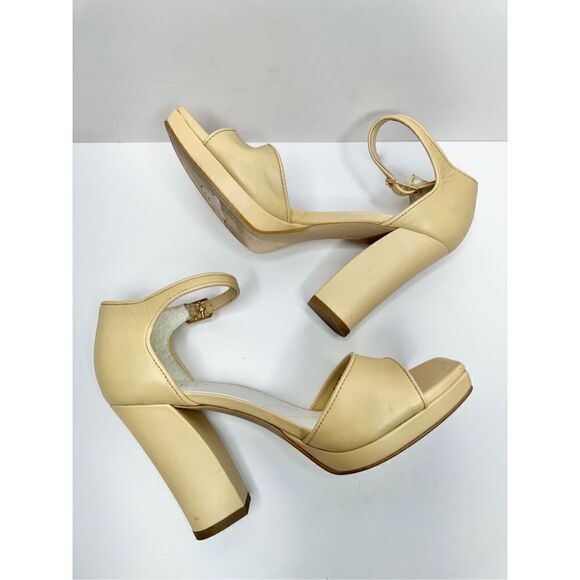 Franco Sarto Sandals Size 6.5 Leather Dima Ankle Strap Womens Square Block Heel - Picture 5 of 11